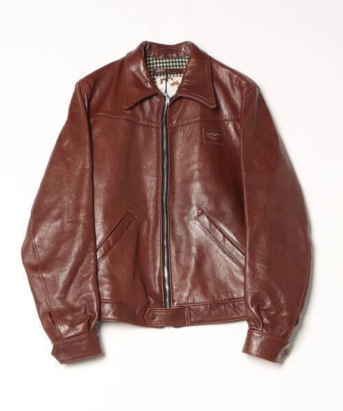 Hysteric Glamour x Lewis Leathers Single Rider Leather Jacket, Brown, Size M, view 1