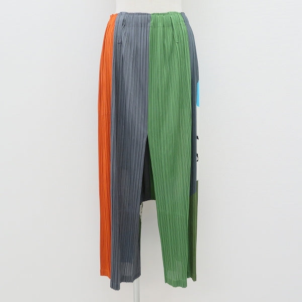 Ikko Tanaka x Issey Miyake Sharaku Pleated Trousers, Grey, Green and Orange, Size 3, Original Tags Attached, view 2