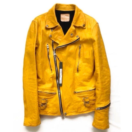 Isamu Katayama Backlash 1927-01 Double Riders Jacket, Rally Yellow Japan Calf, Size L, New, view 1