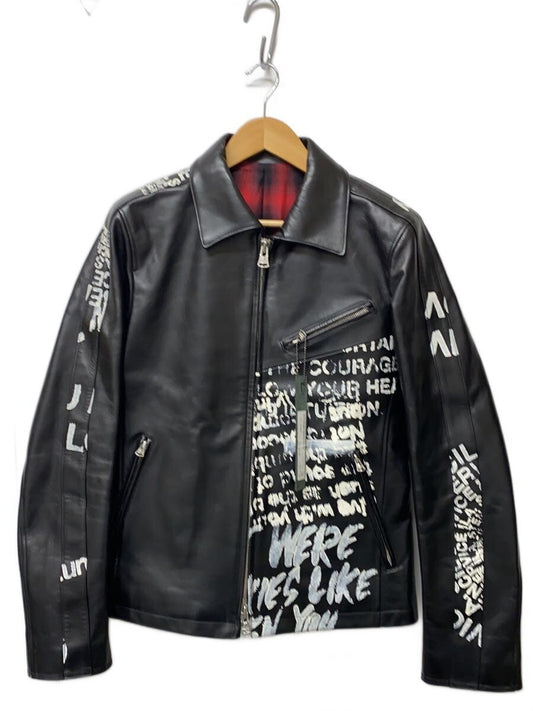 Isamu Katayama Backlash 2074-01 Hand-Painted Single Riders Jacket, Japan Steerhide, Black, Red Tartan Lining, Size M, view 1