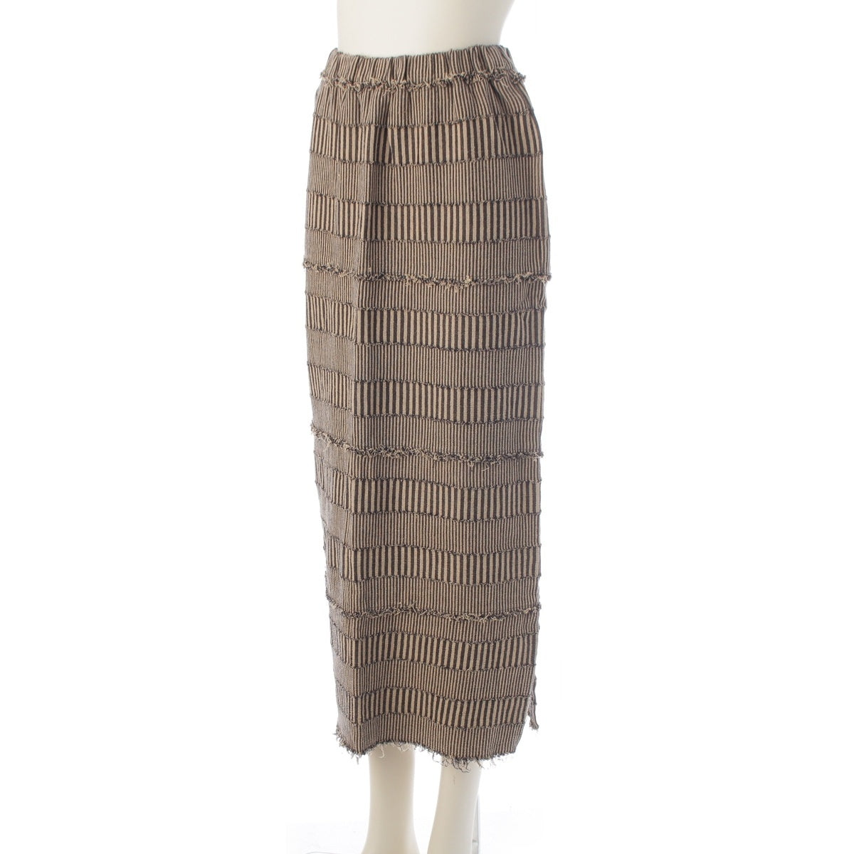 Issey Miyake 1983 Fringed Cotton Three-Piece Ensemble, Wrap Top, Camisole and Long Skirt, Sand and Black Stripe, view 7