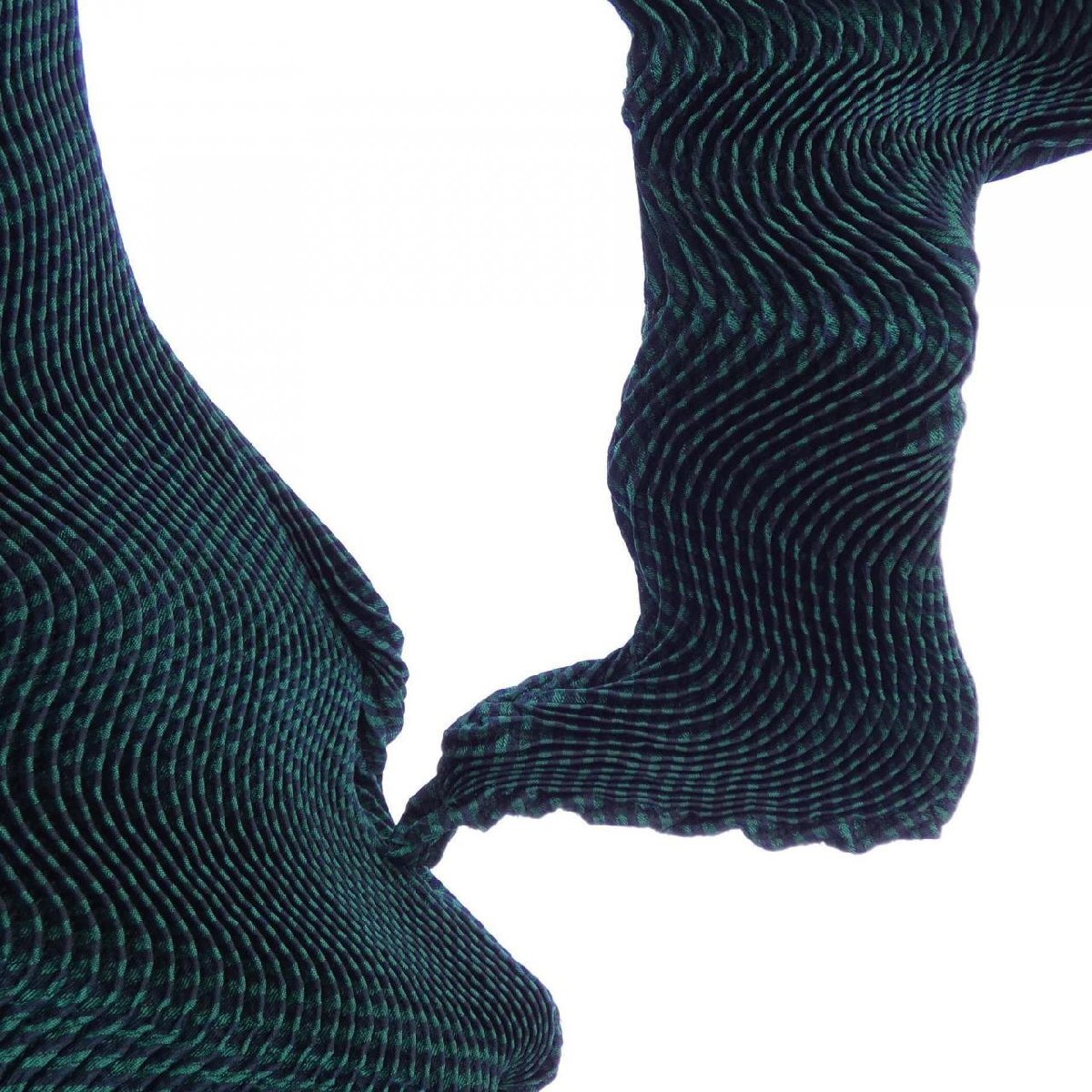 Issey Miyake 3D Steam Stretch Wave Pleated Peplum Top IM74-FJ517, Teal and Black, Size 2, view 5