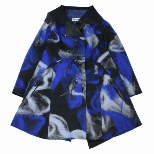 Issey Miyake AW1997 Polyester Felt Coat with Blue and White Smoke Print, Toggle Front, Size L, view 1