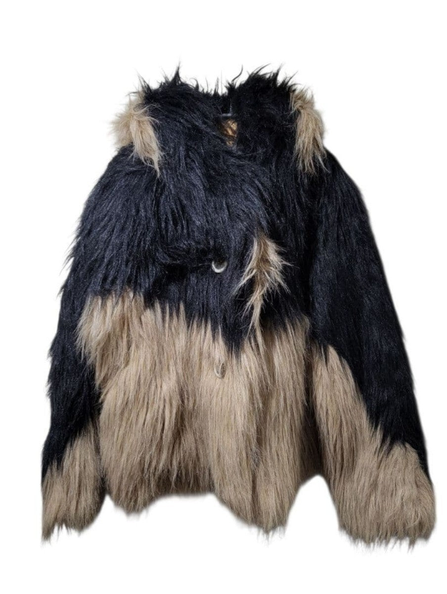 Issey Miyake FW1995 Beast Faux Fur Blouson, Black and Beige, Size L, Unisex Runway Piece, view 1