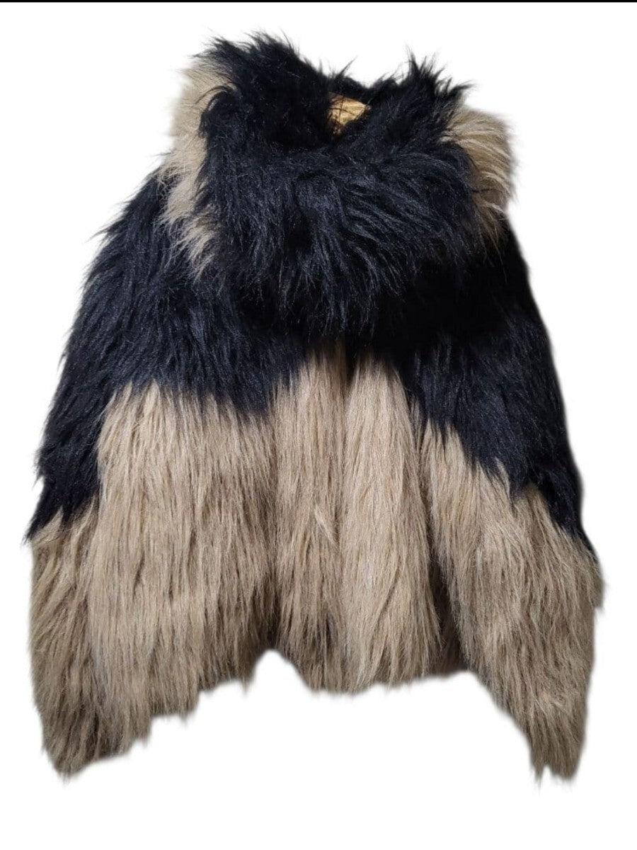 Issey Miyake FW1995 Beast Faux Fur Blouson, Black and Beige, Size L, Unisex Runway Piece, view 2