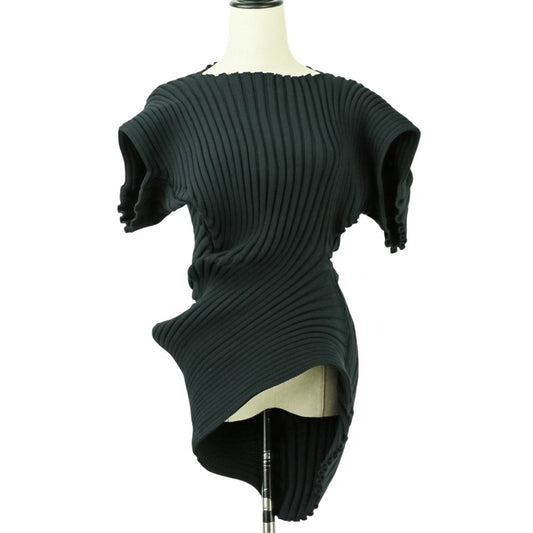 Issey Miyake KNIT AS IT IS Sculpted Rib Knit Top IM53-KN274, Navy, Size 2, Near New, view 1