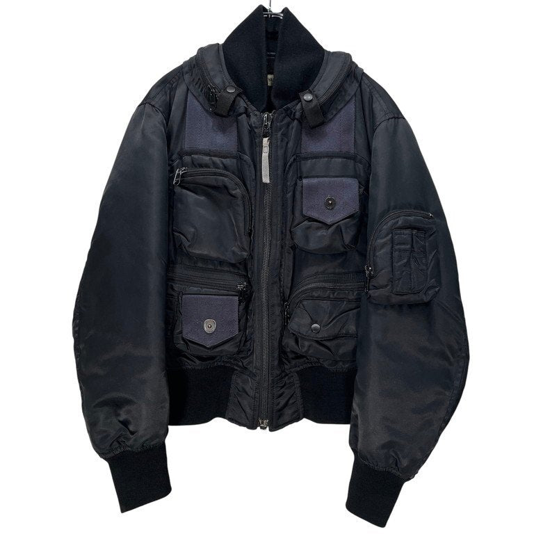 Issey Miyake Men AW1996 Parachute Cargo Bomber MA-1 with Detachable Cargo Layer and Hood, Black, Size M, view 1