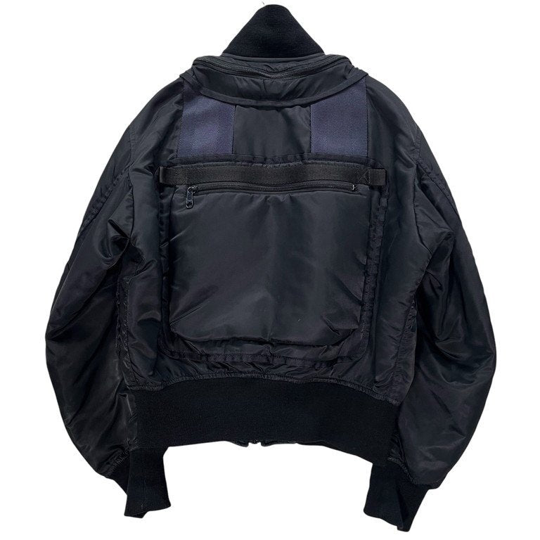 Issey Miyake Men AW1996 Parachute Cargo Bomber MA-1 with Detachable Cargo Layer and Hood, Black, Size M, view 3