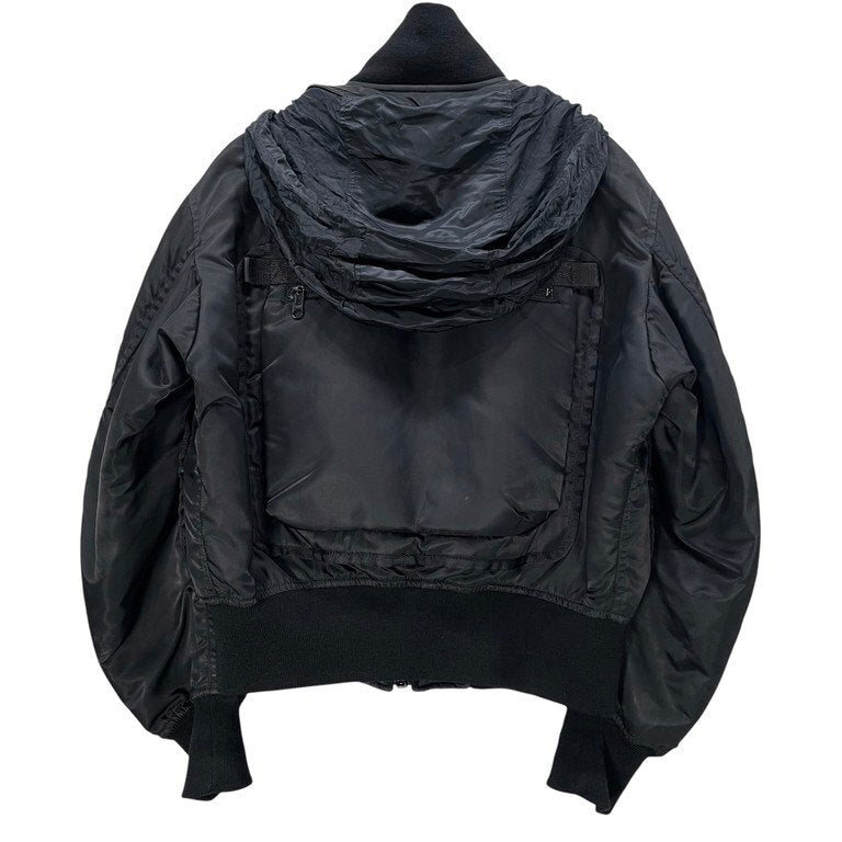 Issey Miyake Men AW1996 Parachute Cargo Bomber MA-1 with Detachable Cargo Layer and Hood, Black, Size M, view 4