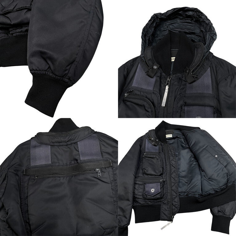 Issey Miyake Men AW1996 Parachute Cargo Bomber MA-1 with Detachable Cargo Layer and Hood, Black, Size M, view 8