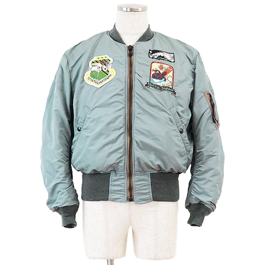 Issey Miyake Men x Toys McCoy MA-1 Flight Jacket with Tokyo Print Lining and Patches, Sage Green, Size 38, view 1