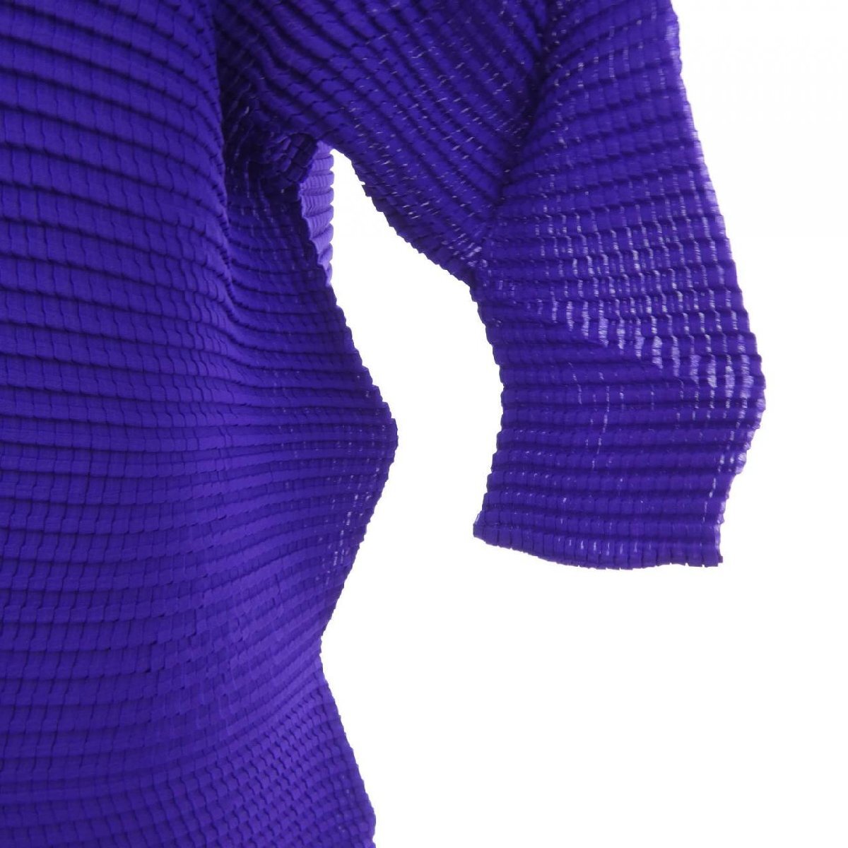Issey Miyake Sheer Bubble Pleat Two-Tone Tunic IM23-FJ111, Black and Violet, Size 2, view 5