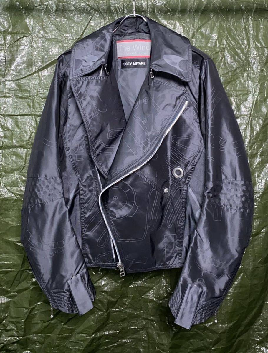 Issey Miyake x Dyson The Wind SS2008 A-POC Jacquard Biker Jacket, Metallic Black, Size 2, view 4