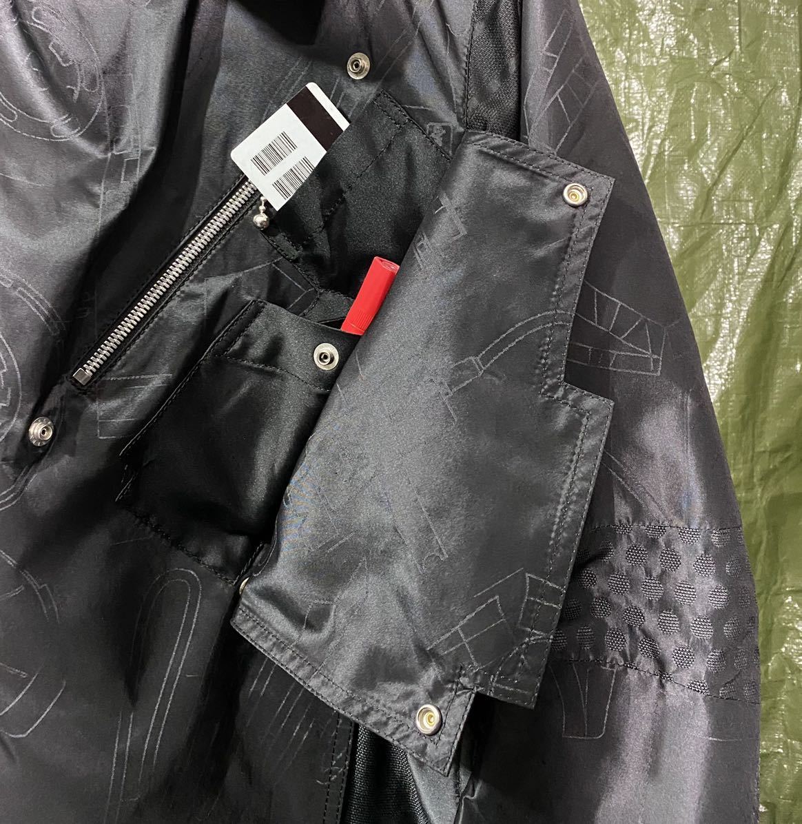 Issey Miyake x Dyson The Wind SS2008 A-POC Jacquard Biker Jacket, Metallic Black, Size 2, view 6