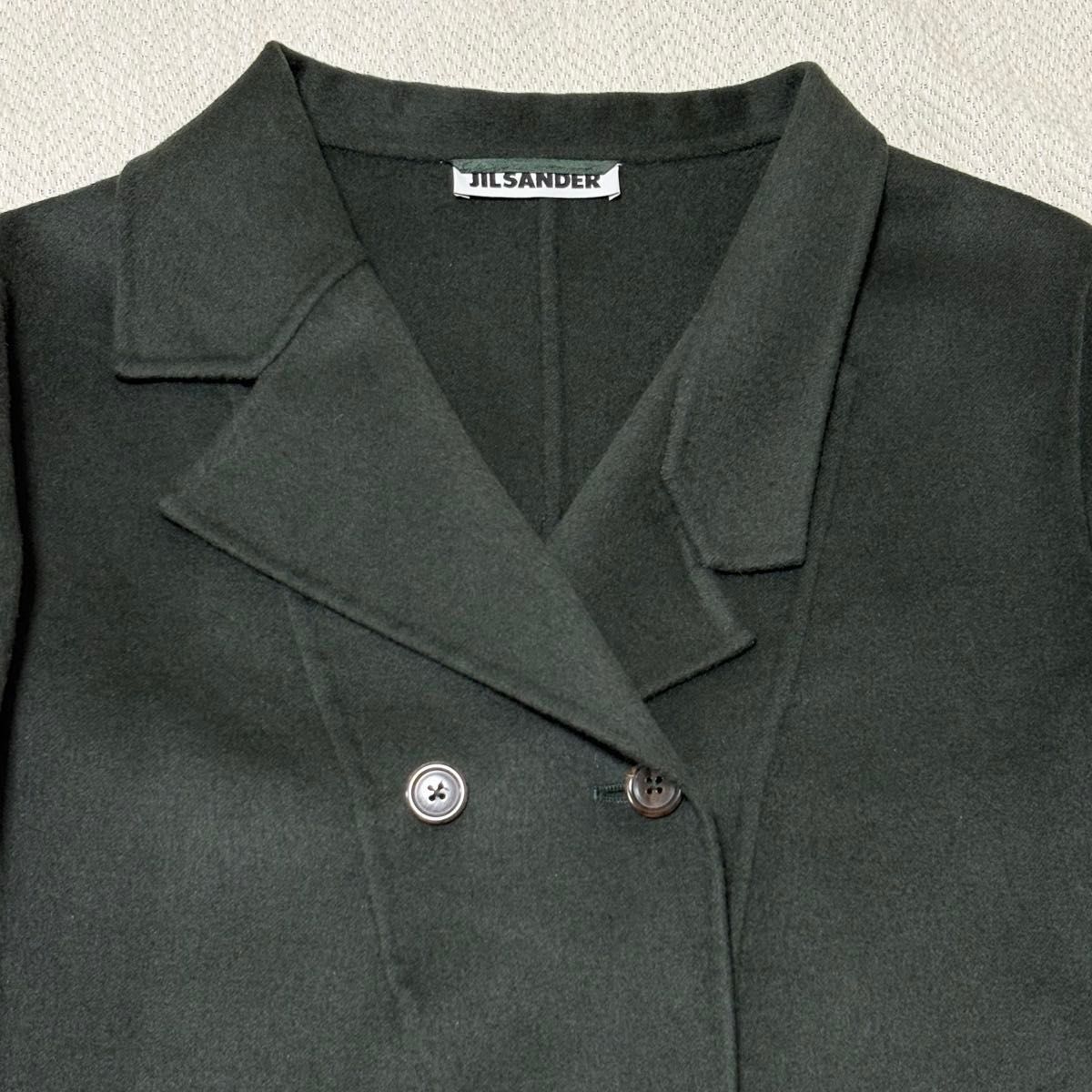 Jil Sander AW2009 Raf Simons Era Women's Double-Breasted Coat, Double-Faced Angora Wool, Dark Green, 38, view 2