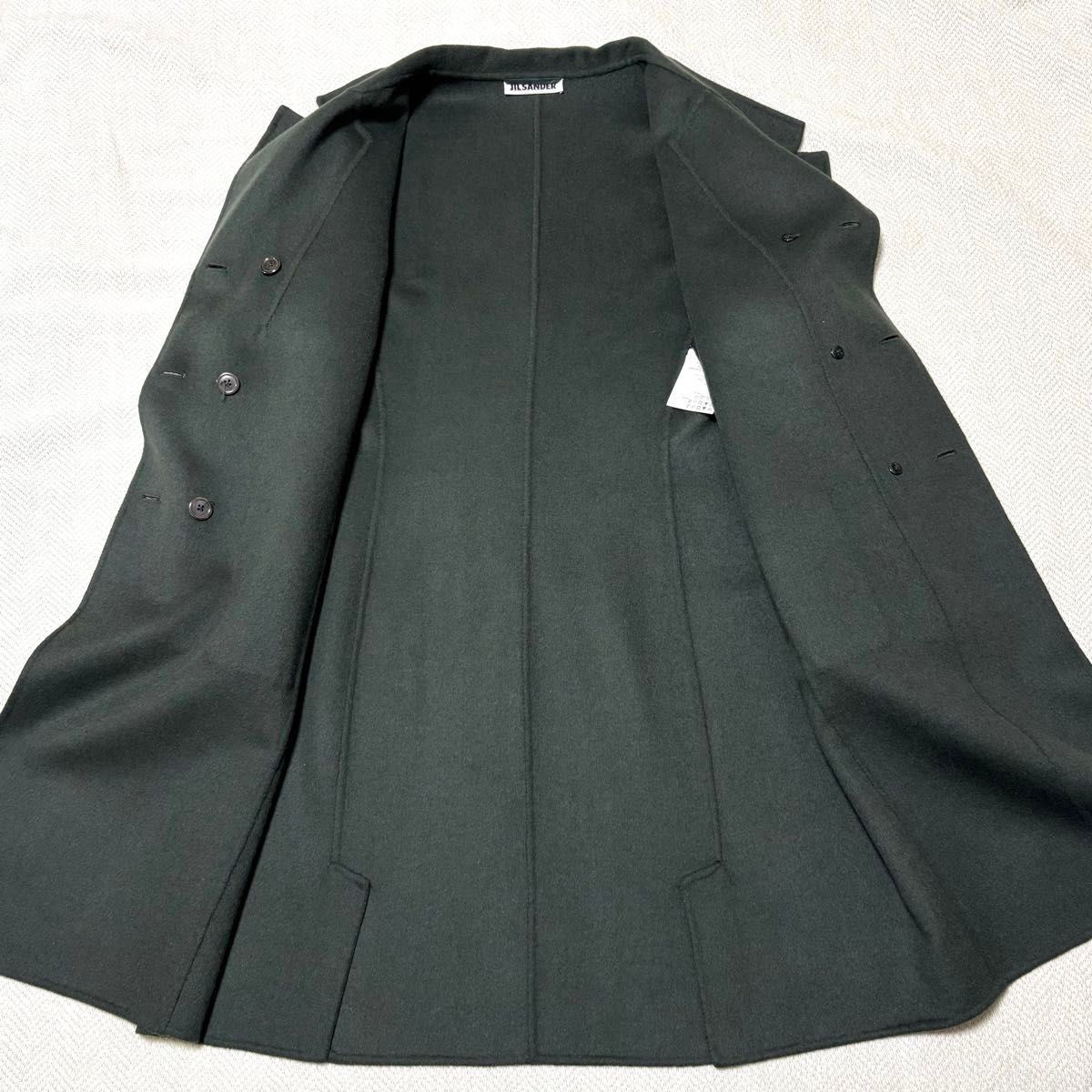 Jil Sander AW2009 Raf Simons Era Women's Double-Breasted Coat, Double-Faced Angora Wool, Dark Green, 38, view 7