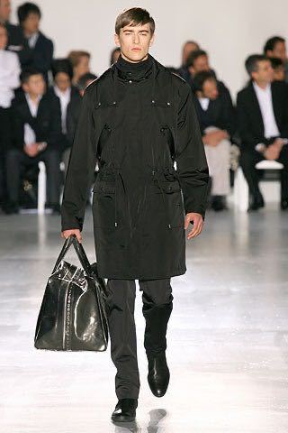 Jil Sander by Raf Simons AW2007 Long Field Parka, Drawcord Waist, Black Technical Shell, Size 50, view 1