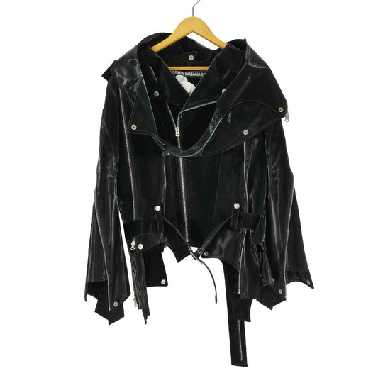 Junya Watanabe AW2022 Reconstructed Biker Jacket in Coated Black Polyester with Multiple Zips, Size M, view 1