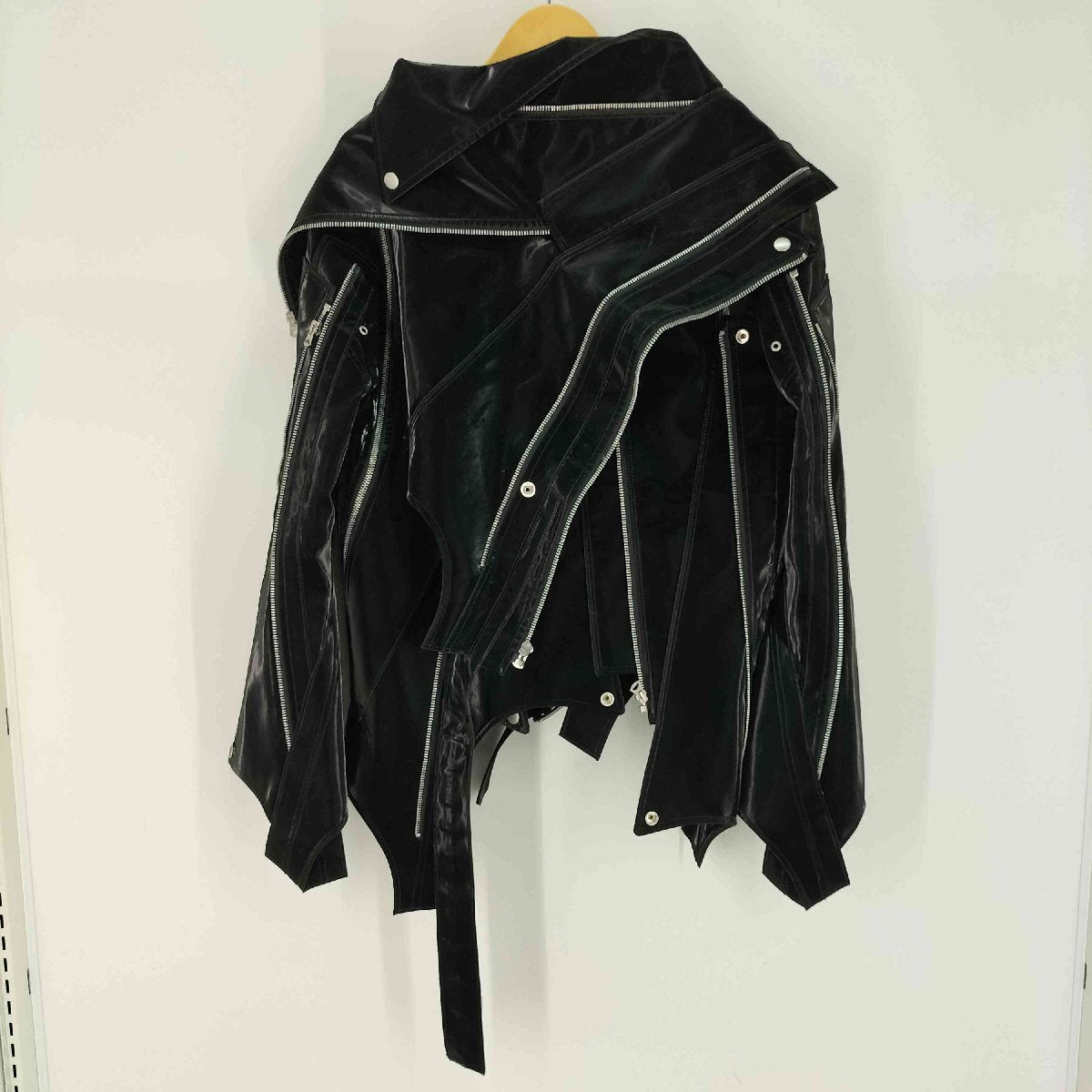 Junya Watanabe AW2022 Reconstructed Biker Jacket in Coated Black Polyester with Multiple Zips, Size M, view 2