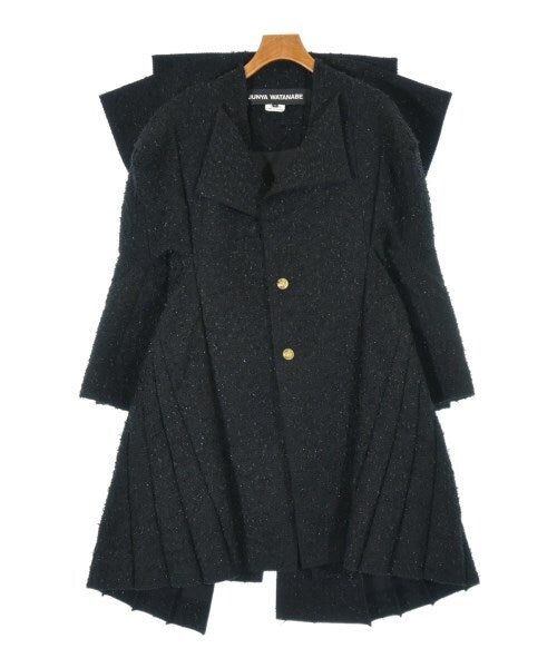 Junya Watanabe Black Fancy Tweed Coat, Pleated Fan Back and Panelled Skirt, Gold Crest Buttons, Size XS, view 1