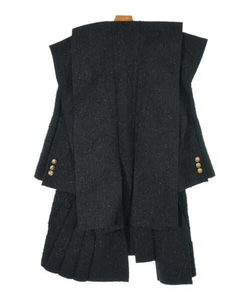 Junya Watanabe Black Fancy Tweed Coat, Pleated Fan Back and Panelled Skirt, Gold Crest Buttons, Size XS, view 2