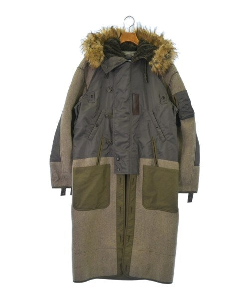 Junya Watanabe MAN AW2021 Hybrid N-3B Parka in Nylon and Wool with Faux Fur Hood, Khaki, Size M, view 1