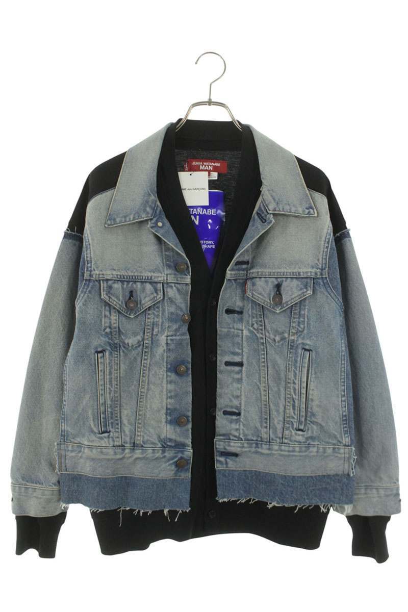 Junya Watanabe MAN x Levi's AW2024 Customised Denim and Knit Trucker Jacket, Light Blue and Black, Size S, view 1