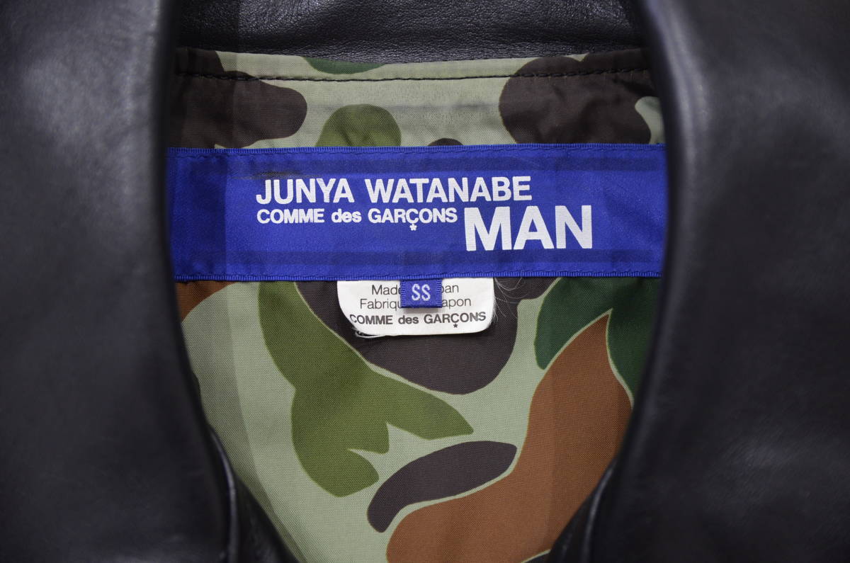 Junya Watanabe MAN x Vanson Horsehide Rider Jacket with Camouflage Lining, Black, Size SS, view 3