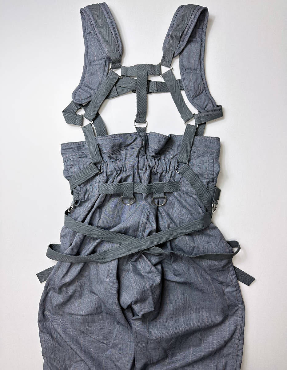 Junya Watanabe SS2003 Bondage Strap Parachute Overalls in Grey Stripe Wool Gabardine, Size S, view 5