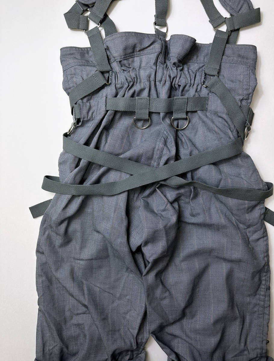 Junya Watanabe SS2003 Bondage Strap Parachute Overalls in Grey Stripe Wool Gabardine, Size S, view 6