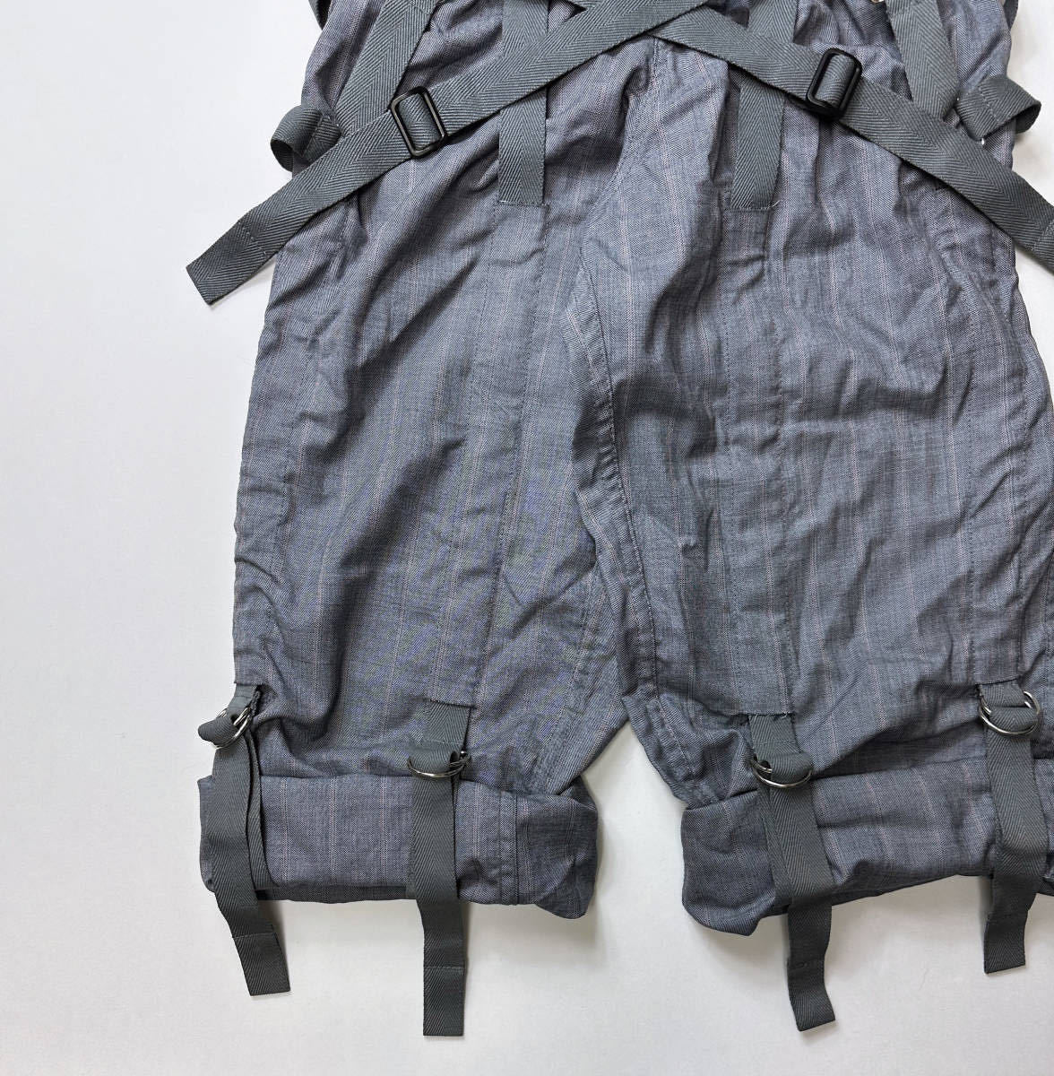 Junya Watanabe SS2003 Bondage Strap Parachute Overalls in Grey Stripe Wool Gabardine, Size S, view 7