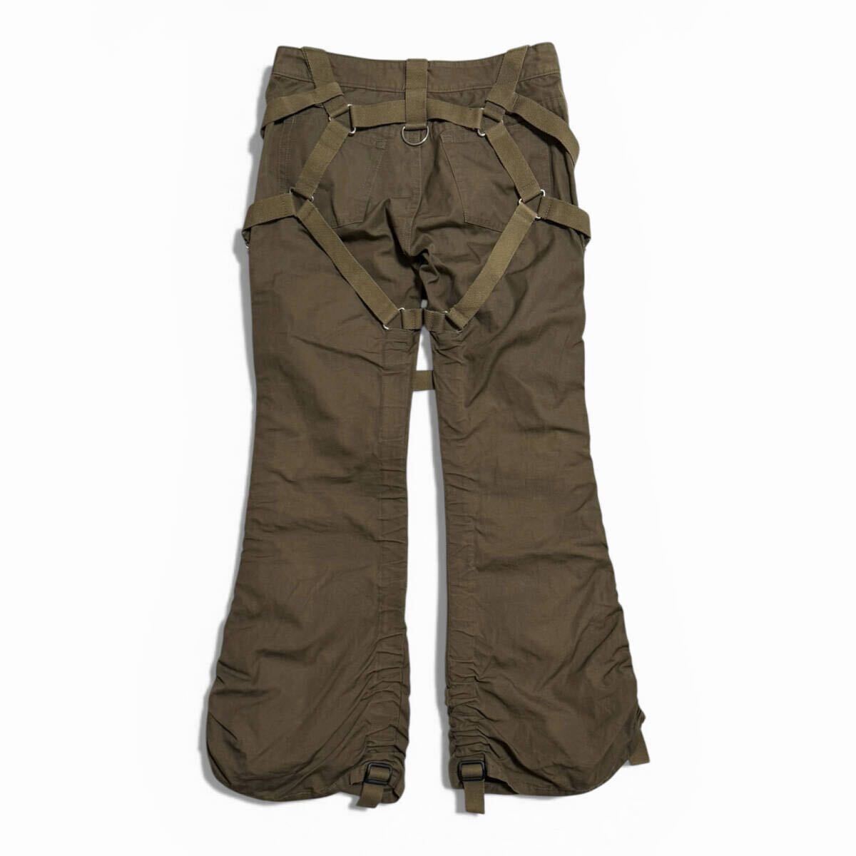 Junya Watanabe SS2003 Parachute Bondage Trousers, Harness Straps and Buckles, Ruched Hems, Khaki Olive, Size S, view 2