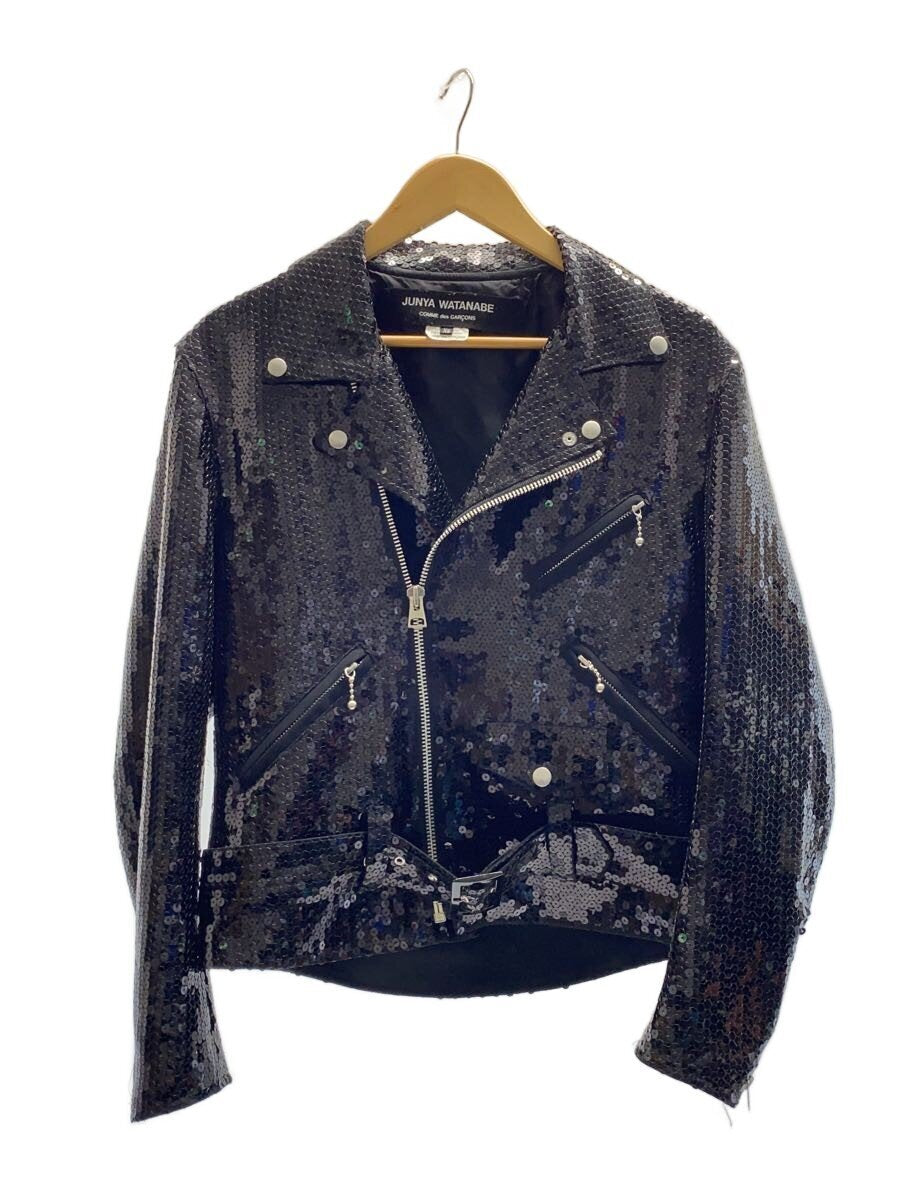 Junya Watanabe SS2021 Sequinned Rider Jacket with Asymmetric Zip, Black, Size XS, view 1