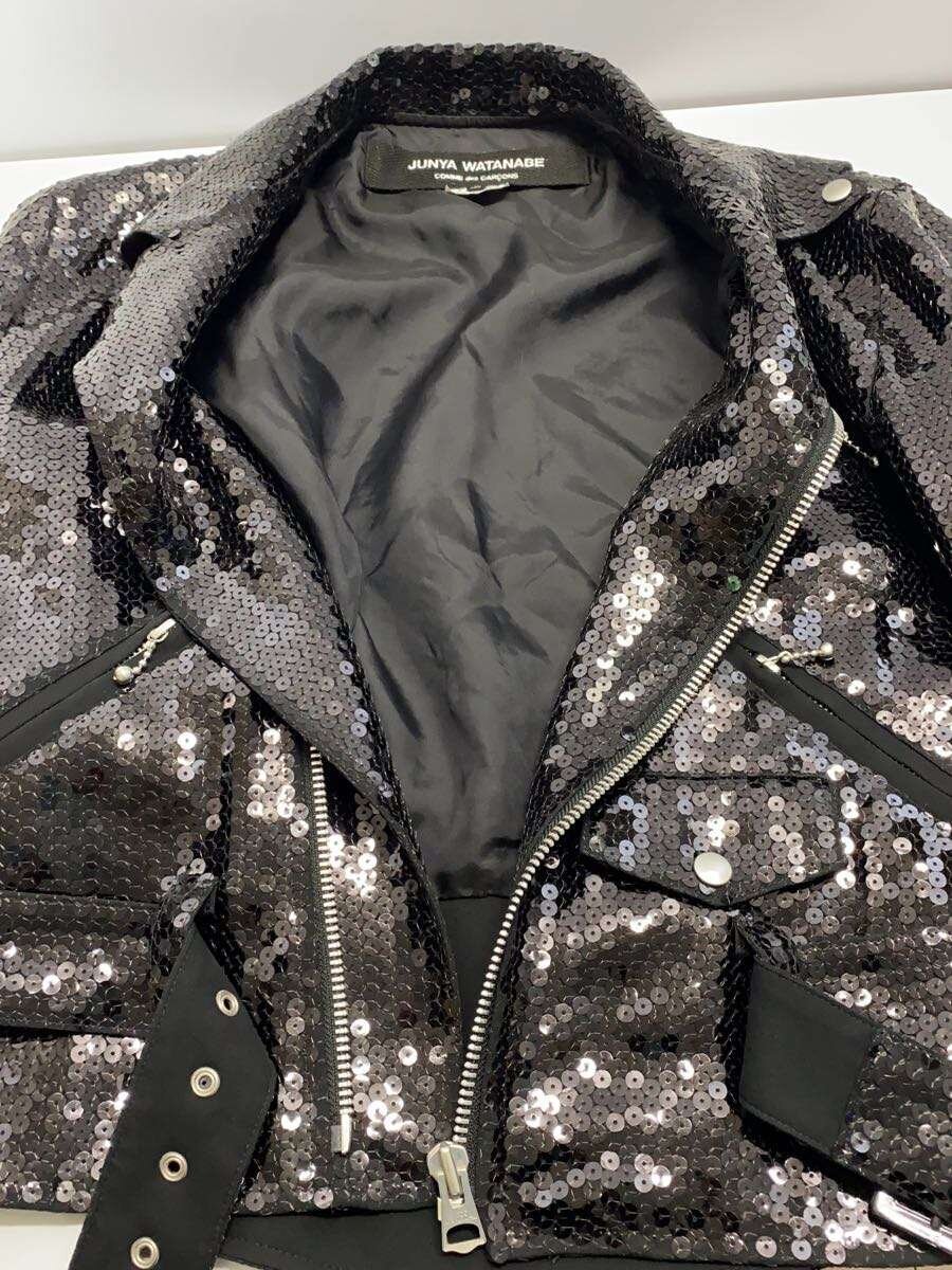 Junya Watanabe SS2021 Sequinned Rider Jacket with Asymmetric Zip, Black, Size XS, view 3