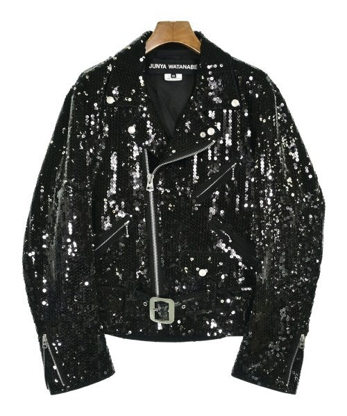 Junya Watanabe SS2025 Sequinned Biker Jacket with Belted Waist, Black, Size XS, JO-J015, view 1