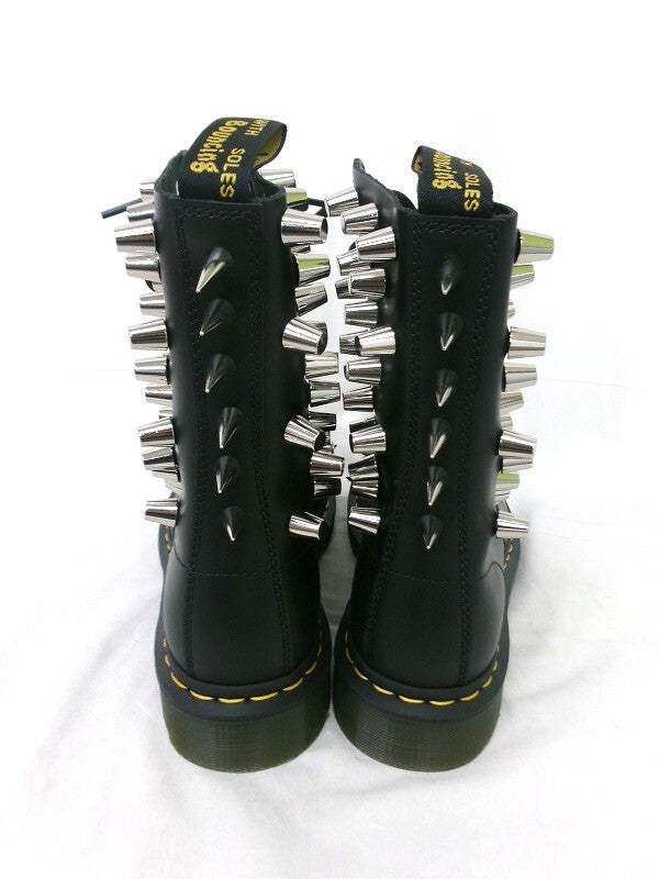 Junya Watanabe x Dr. Martens 1490 Studded 10-Eye Boots, Spikes and Cone Studs, Black Leather, US 8, view 4