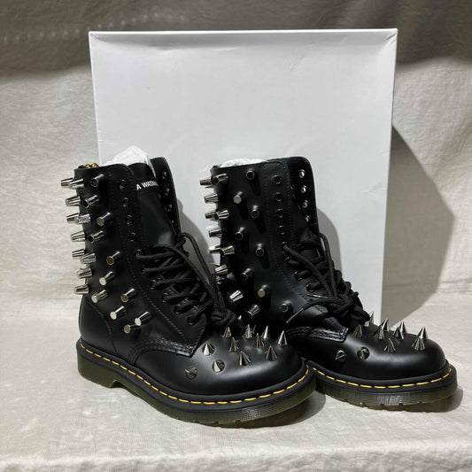 Junya Watanabe x Dr. Martens 1490 Studded 10-Eye Boots, Spikes and Cone Studs, Black Leather, UK 5, view 1