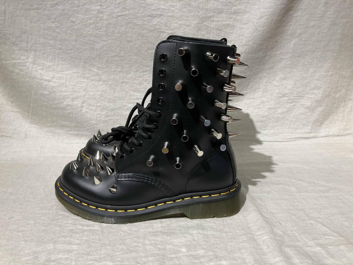 Junya Watanabe x Dr. Martens 1490 Studded 10-Eye Boots, Spikes and Cone Studs, Black Leather, UK 5, view 3