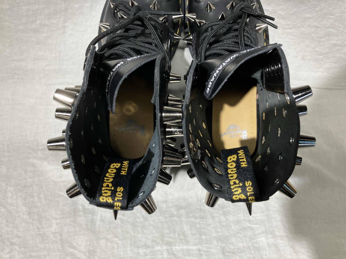 Junya Watanabe x Dr. Martens 1490 Studded 10-Eye Boots, Spikes and Cone Studs, Black Leather, UK 5, view 6