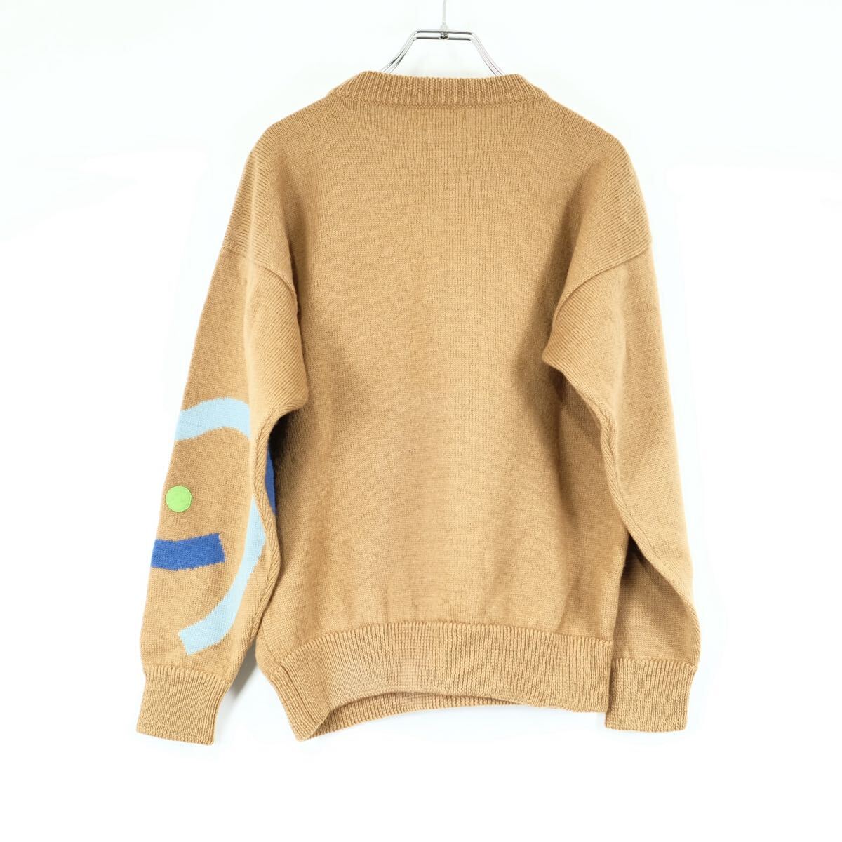 Kansai International Patchwork Art Jumper, Camel with Geometric Appliqué, 1980s