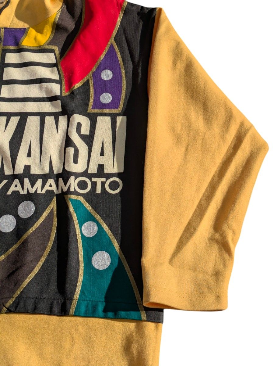 Kansai Yamamoto O2 Hooded Jacket, Mustard with Kabuki Figure Graphic, 1990s, Size XL