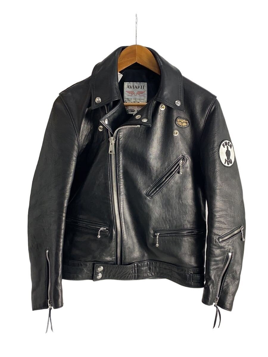 Lewis Leathers Aviakit Cyclone No. 441 Double Rider Jacket, Black, Sleeve Patch, Made in England, Size 34, view 1