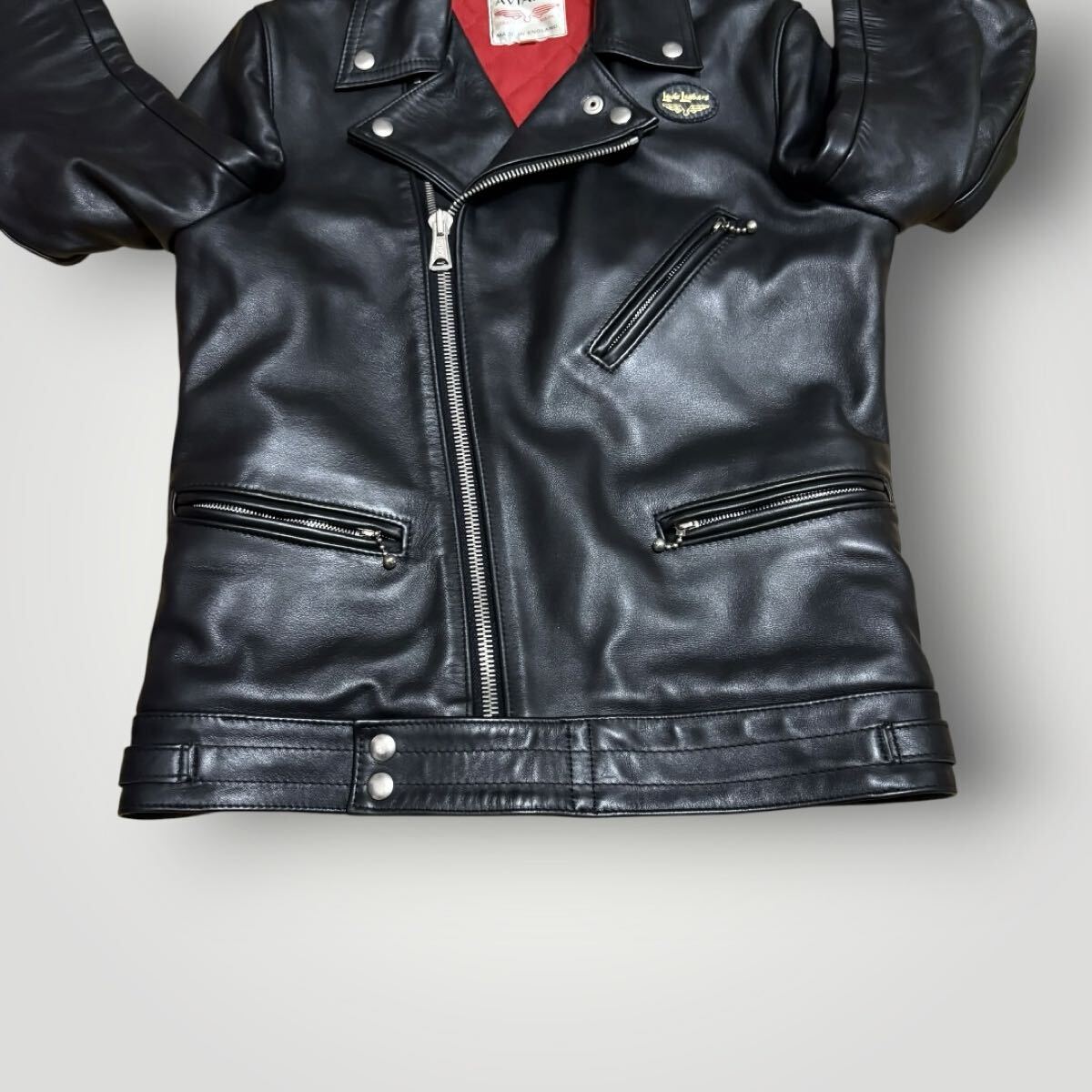 Lewis Leathers Cyclone No. 441 Leather Rider Jacket, Black Cowhide, Red Quilted Lining, Size 38, view 4
