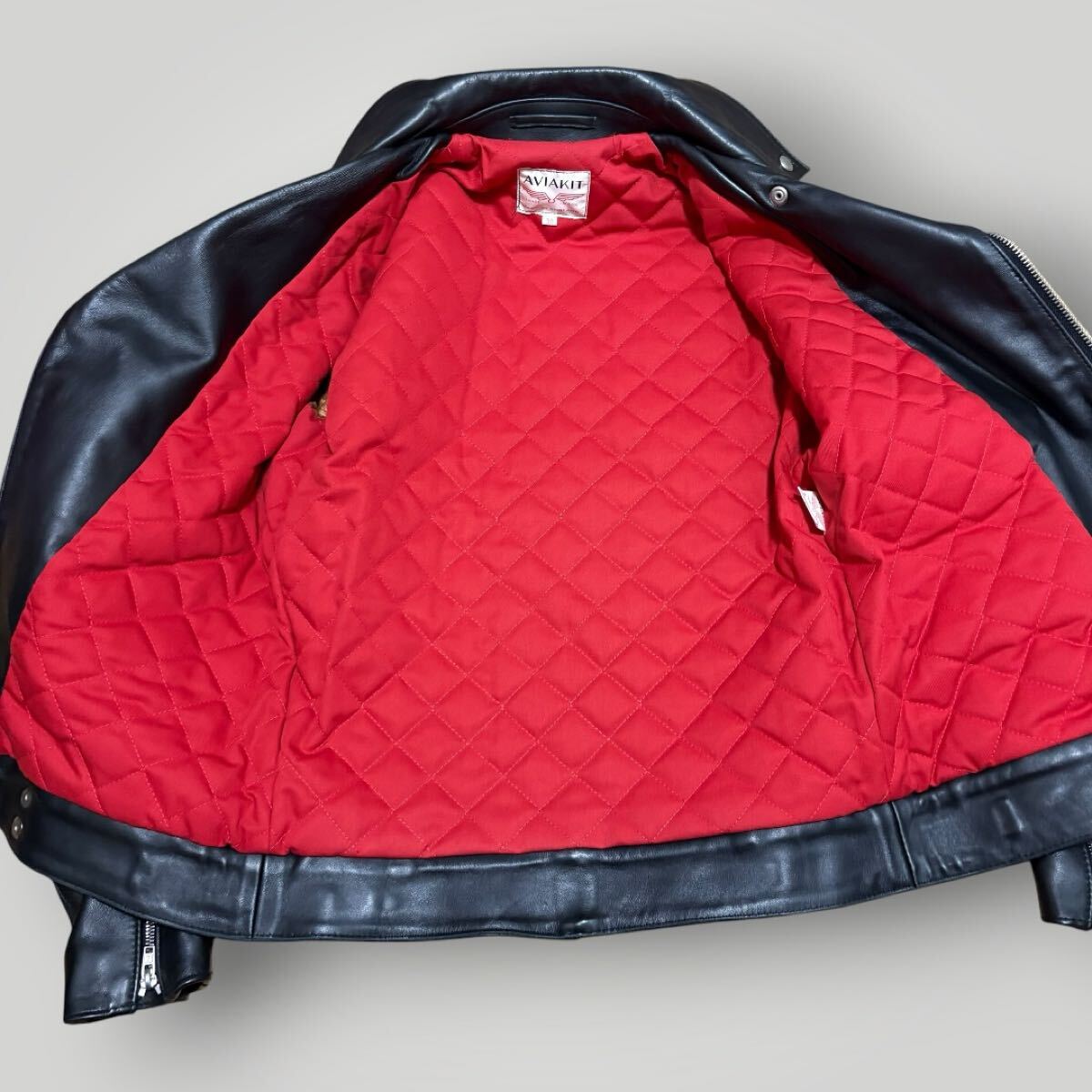 Lewis Leathers Cyclone No. 441 Leather Rider Jacket, Black Cowhide, Red Quilted Lining, Size 38, view 7