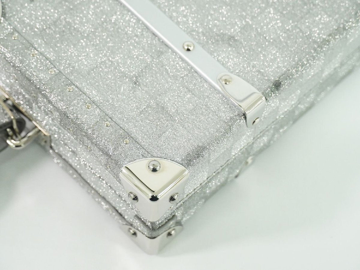 Louis Vuitton Damier Glitter Mini Trunk, Silver Coated Canvas with Grey Leather Interior, RFID, Made in France, photograph 8 of 9
