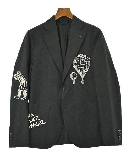 Louis Vuitton FW2023 Embroidered Monogram Jacquard Blazer, Hot Air Balloons and Voyagez Script, Charcoal, Size 46, view 1