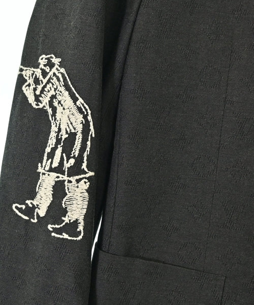Louis Vuitton FW2023 Embroidered Monogram Jacquard Blazer, Hot Air Balloons and Voyagez Script, Charcoal, Size 46, view 4