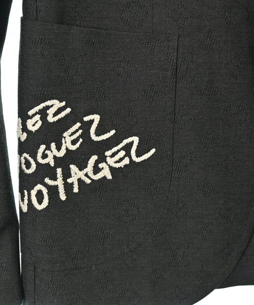 Louis Vuitton FW2023 Embroidered Monogram Jacquard Blazer, Hot Air Balloons and Voyagez Script, Charcoal, Size 46, view 5