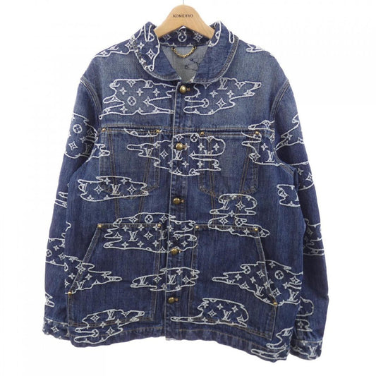 Louis Vuitton FW2025 Pharrell x Nigo Monogram Clouds Denim Workwear Blouson, Indigo, Size 52, view 1