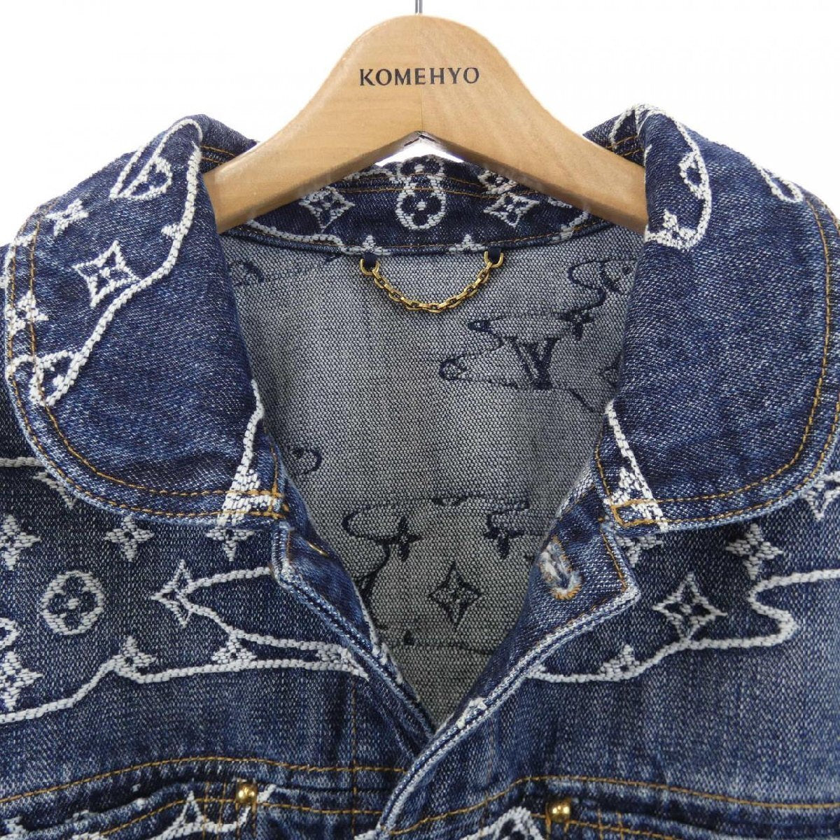 Louis Vuitton FW2025 Pharrell x Nigo Monogram Clouds Denim Workwear Blouson, Indigo, Size 52, view 3